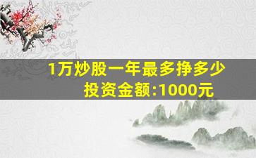 1万炒股一年最多挣多少 投资金额:1000元